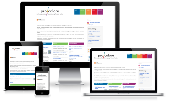 procolore.ch auf Desktop, Tablet und Smartphone